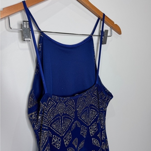 Jump Apparel Sparkly Rose Gold Embellished Bodyco spaghetti Mini Dress (7/8) - Picture 4 of 7